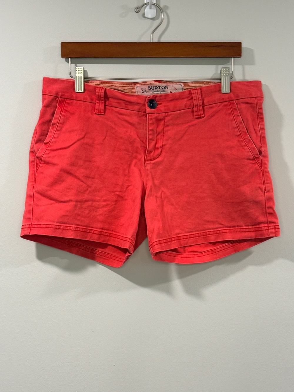 Burton Women's Bright Coral Casual Cotton Shorts Size 28